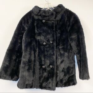 VINTAGE Womens Short Coat Black Small Faux Velvet